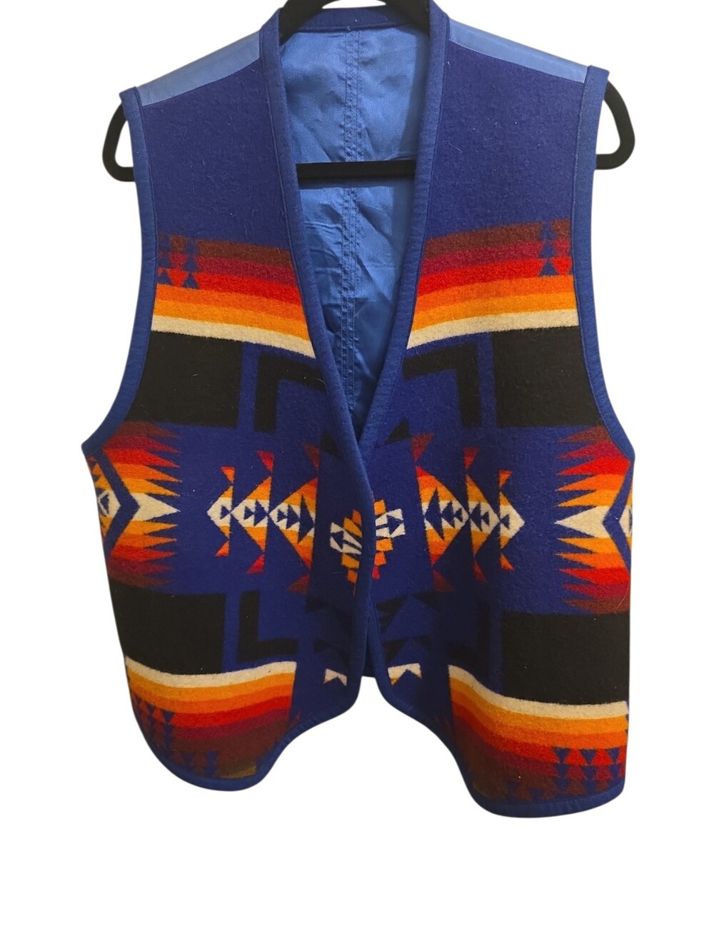 Aztec Pattern Wool Vest - Blue/Multicolor